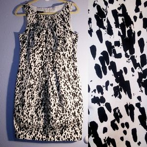 Graphical Sleeveless Sheath Dress White/ Black Print AGB Women’s Sz 10